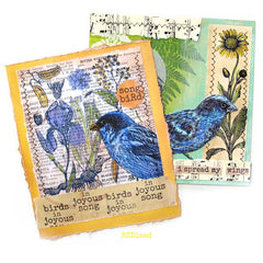 Birds and Flowers Collage Art Cards