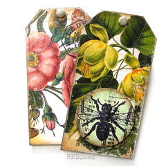 Vintage Elements 357 Flower Tags Collage Sheet