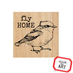 Fly Home Bird Wood Mount Rubber Stamp