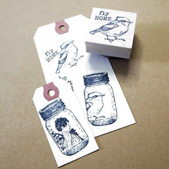 Little Mason Jar Wood Mount Rubber Stamp