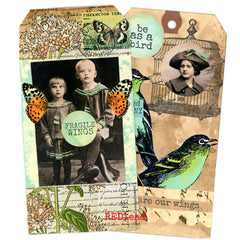 Fragile Wings Walnut Inked Art Tags