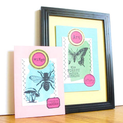 Honey Bee and Bunny Rabbit Rubber Stamp