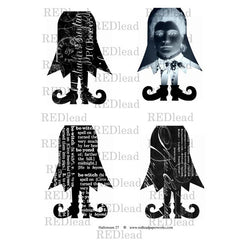 Vintage Style Halloween Witch Skirt Collage Sheets