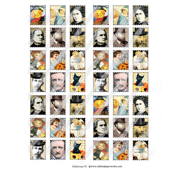 Halloween Postage Stamps Collage Sheet 93