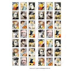Halloween Postage Stamps Collage  Sheet