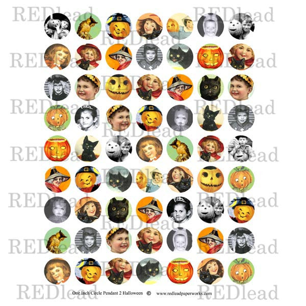 Halloween Circle Pendant Collage Sheet 2