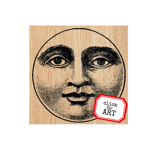 Mara Moon Face Wood Mount Rubber Stamp