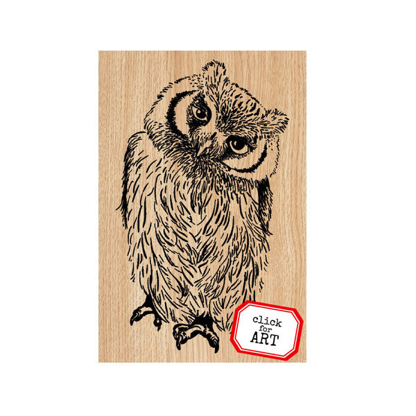 Oscar Owl Wood Mount Rubber Stamp