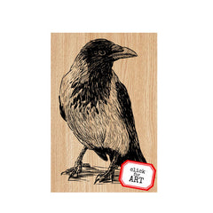 Halloween Raven Wood Mount Rubber Stamp