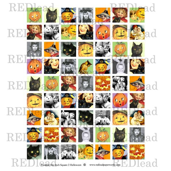 Halloween Square Pendant Collage Sheet 2