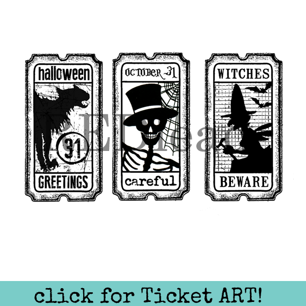 Halloween Rubber Stamp Tickets Halloween Greetings