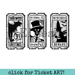 Halloween Rubber Stamp Tickets Halloween Greetings