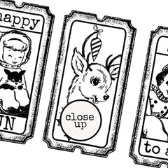 Happy Fun Joy to All Christmas Tickets Rubber Stamp