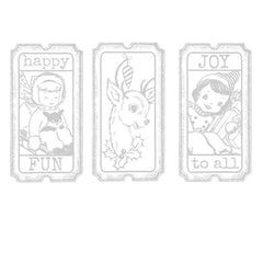 Happy Fun Joy to All Christmas Tickets Rubber Stamp