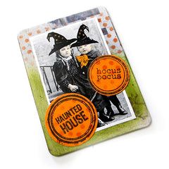 Halloween Haunted Wood Mount House Rubber Stamp