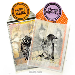 Halloween Haunted Wood Mount House Rubber Stamp