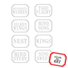 Rubber Stamp Little Labels Butterfly Wishes