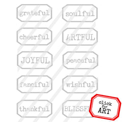 Grateful Soulful Labels Rubber Stamp