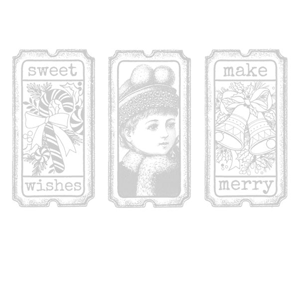Sweet Wishes Make Merry Christmas Tickets Rubber Stamp