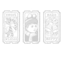 Sweet Wishes Make Merry Christmas Tickets Rubber Stamp