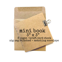 Kraft Card Stock Mini Stitched Book 3" x 3"