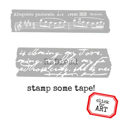 Music & Script Tape Rubber Stamp