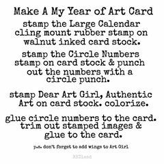 Large My Year of Art Calendar Rubber Stamp Save 20%