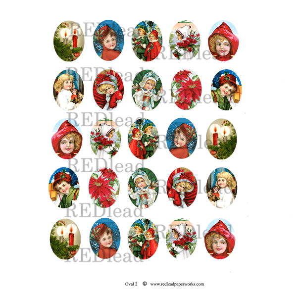 Christmas Oval Collage Sheet 84