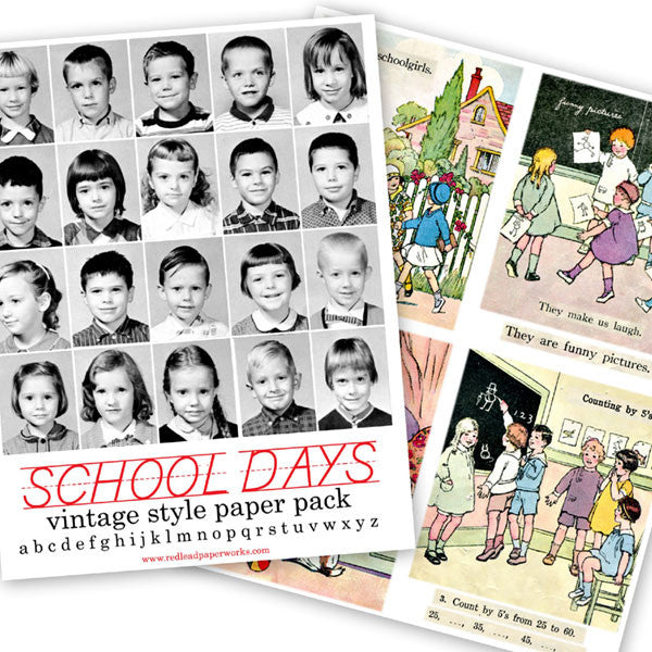 Vintage Style School Days Paper Pack