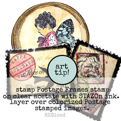 Wood Mounted Christmas Postage Rubber Stamp