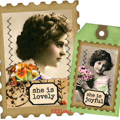 Vintage Elements 353 Flower Postage Collage Sheet