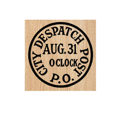 City Despatch Postmark Wood Mount Rubber Stamp