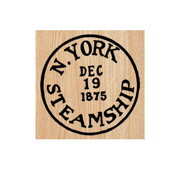 N. York Steamship Postmark Wood Mount Rubber Stamp
