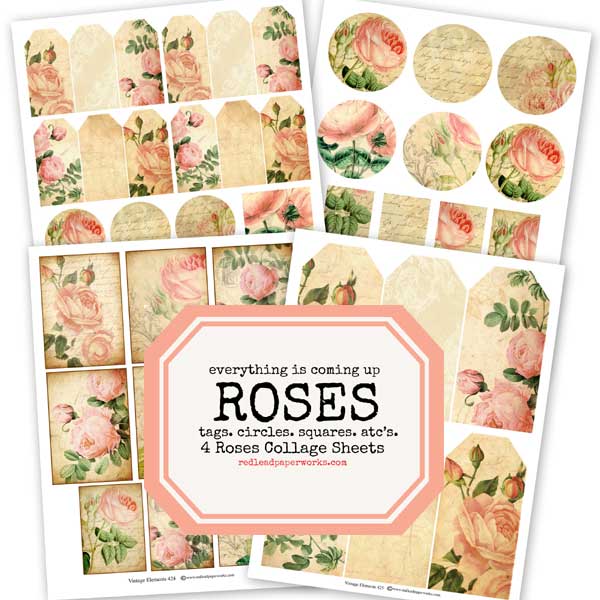 Vintage Roses Collage Sheets