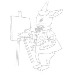 Artist Bunny Rabbit Rubber Stamp