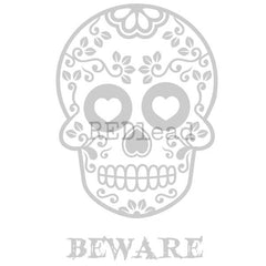 Beware Sugar Skull Halloween Rubber Stamp
