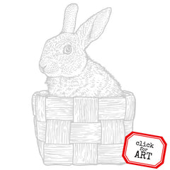 Bunny In A Basket Rubber Stamp