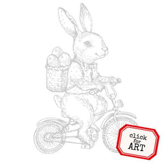 Bunny on a Bike Cling Mount Rubber Stamp