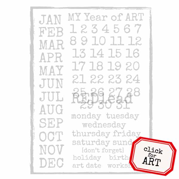 Large My Year of Art Calendar Rubber Stamp Save 20%