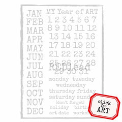 Large My Year of Art Calendar Rubber Stamp Save 20%