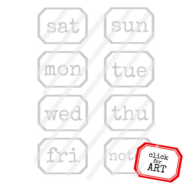 Days of the Week Little Label Rubber Stamp