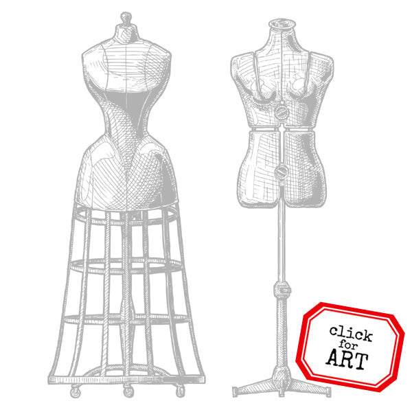 Vintage Dress Forms Rubber Stamp Save 20%