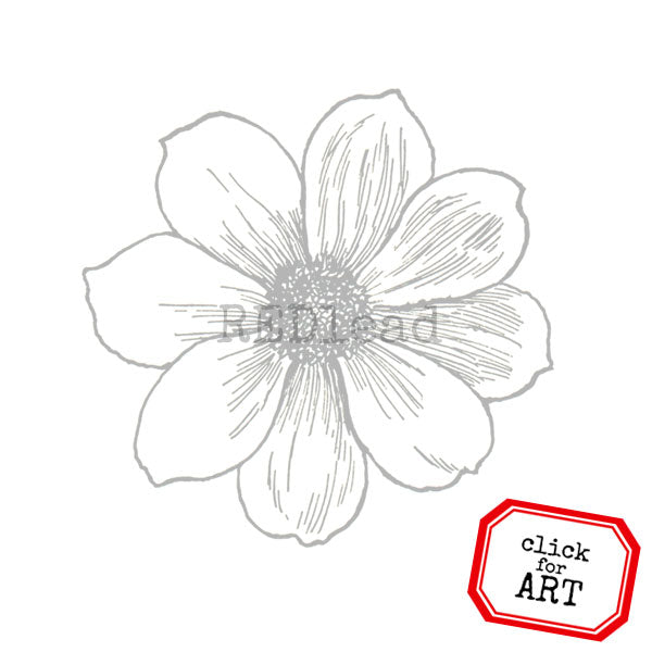 Single Dahlia Flower Rubber Stamp