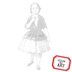 Victoriana Art Girl Rubber Stamp