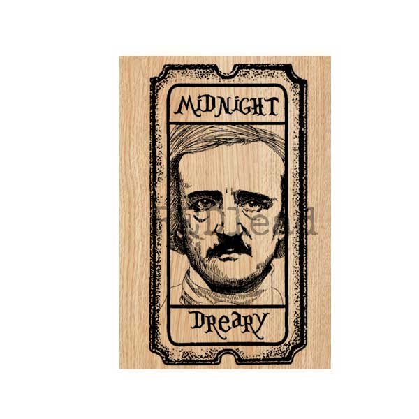 Midnight Dreary Halloween Ticket Wood Mount Rubber Stamp