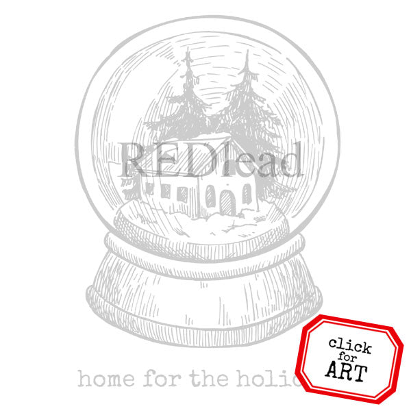 Home for the Holidays Snow Globe Rubber Stamp