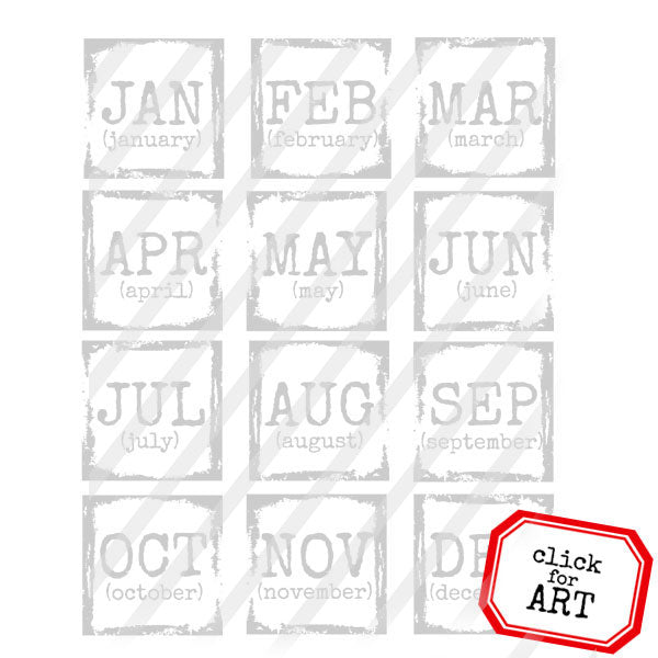 Months of the Year Rubber Stamp