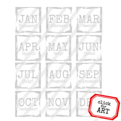 Months of the Year Rubber Stamp
