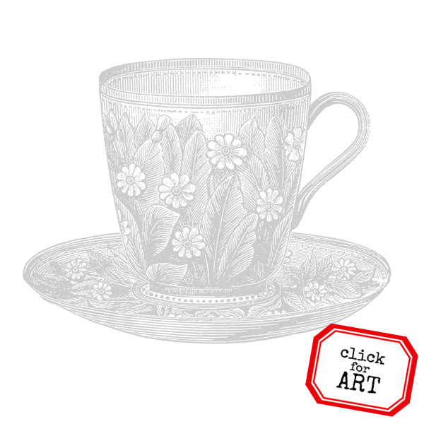 Morning Tea Cup Rubber Stamp