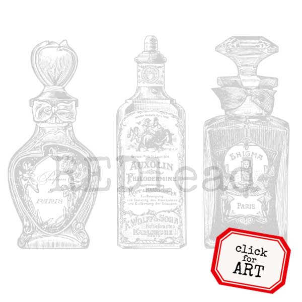 Paris Perfume Bottles Rubber Stamp